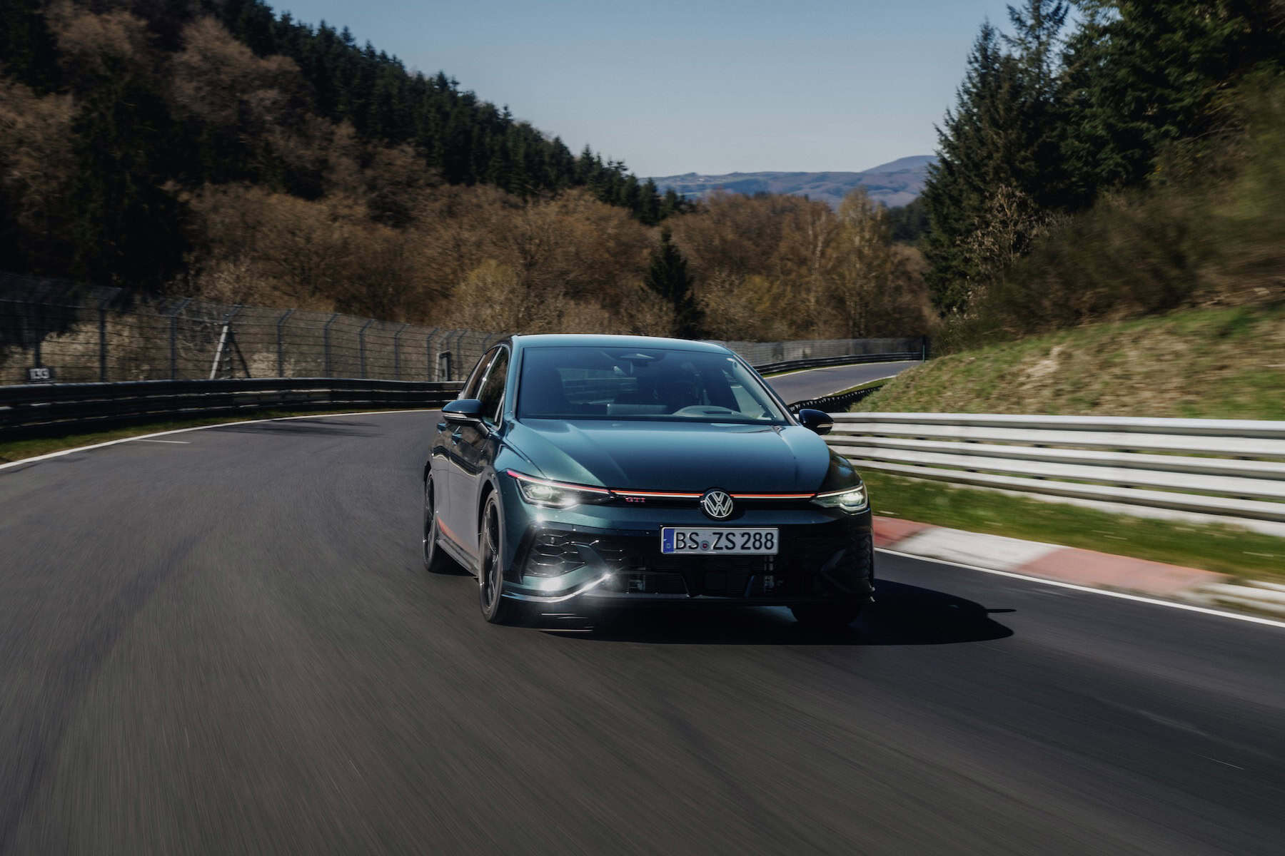 Volkswagen GTI Edition 50 driving on the Nurburgring