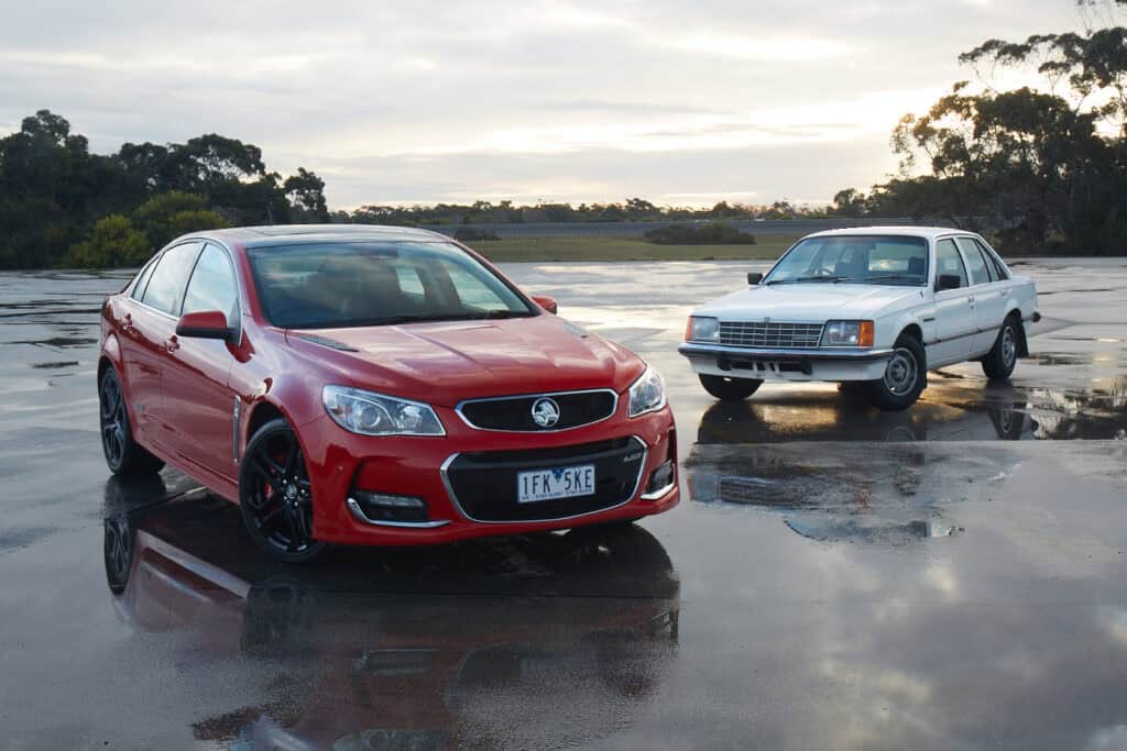 New and classic Holden Commodore at Lang Lang