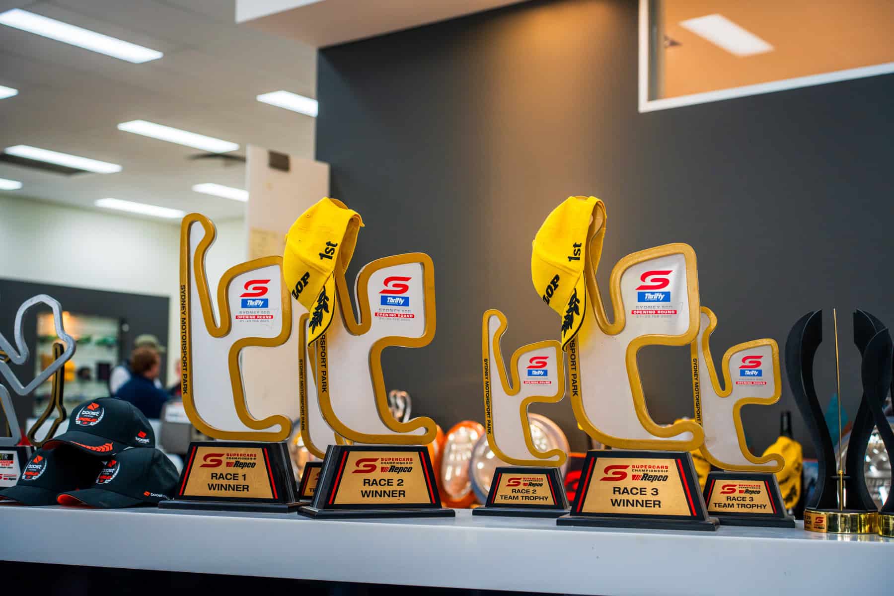 Trophies at Tickford Racing headquarters