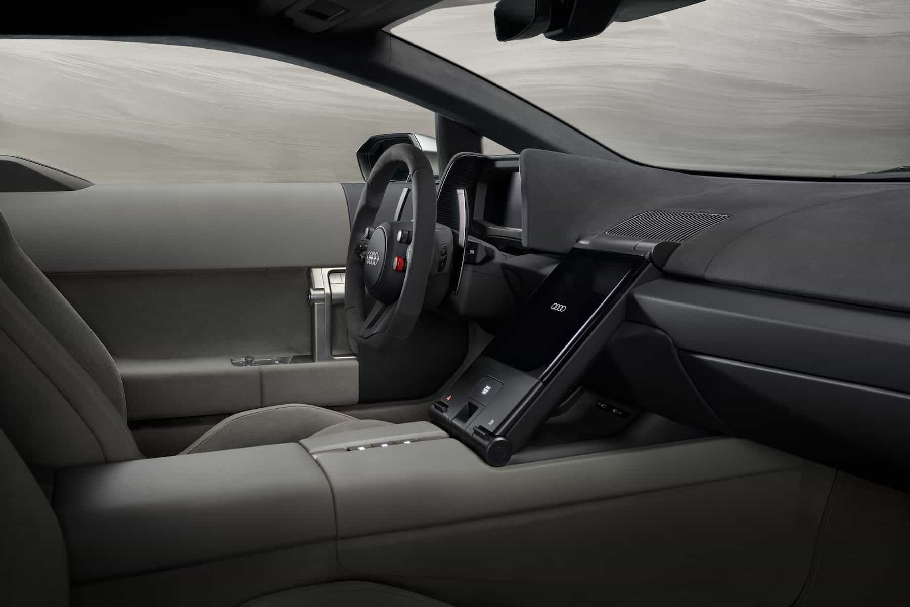 Audi Nuvolari In-studio interior view, interior door, steering wheel, dashboard