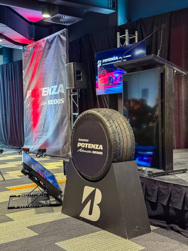 Bridgestone Potenza Adrenalin RE005 tyres on display