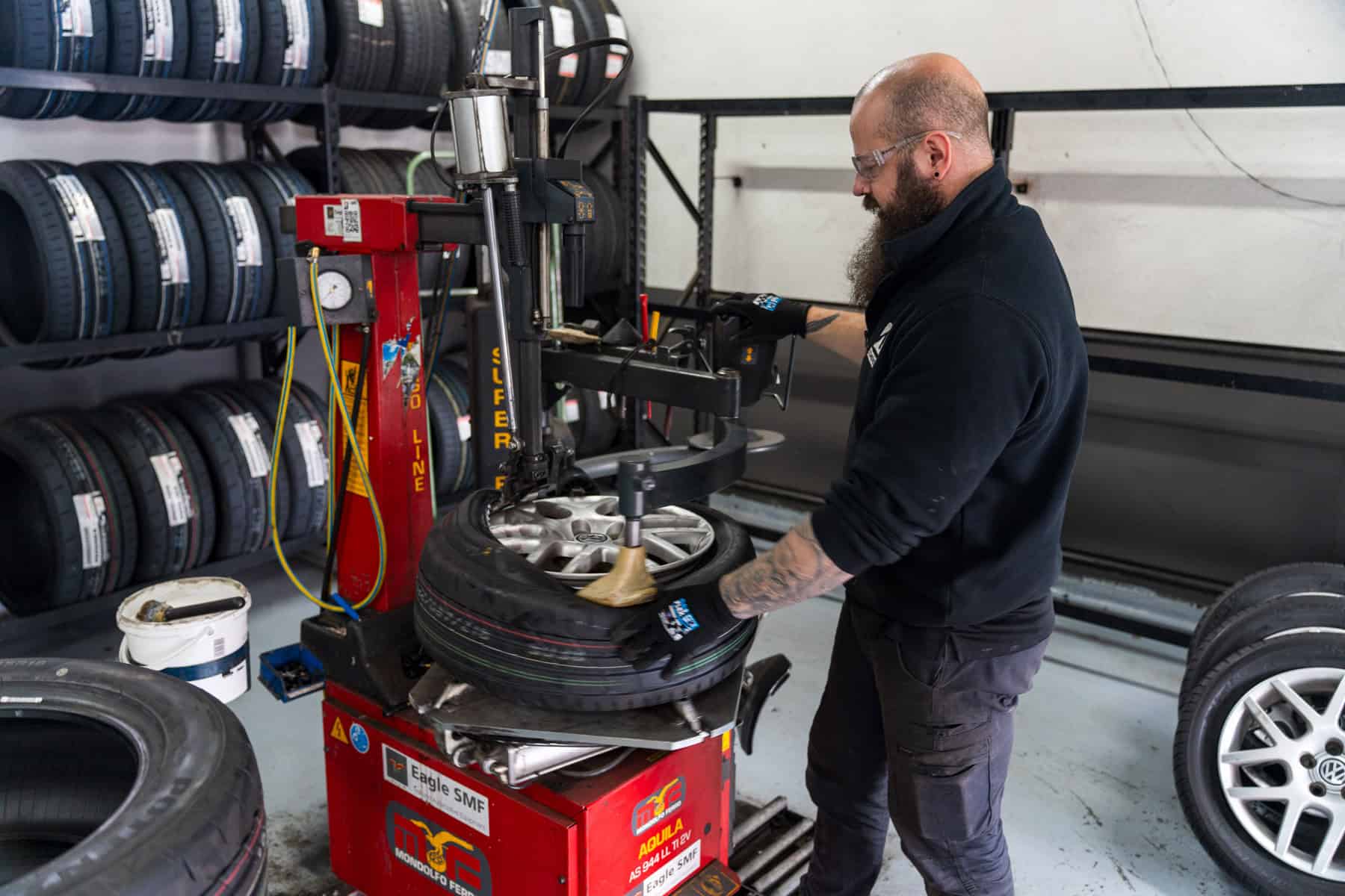 RE005 tyres being fitted at Bridgestone Select Adelaide