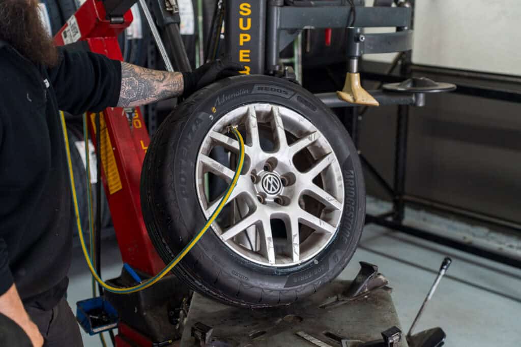 RE005 tyres being fitted at Bridgestone Select Adelaide