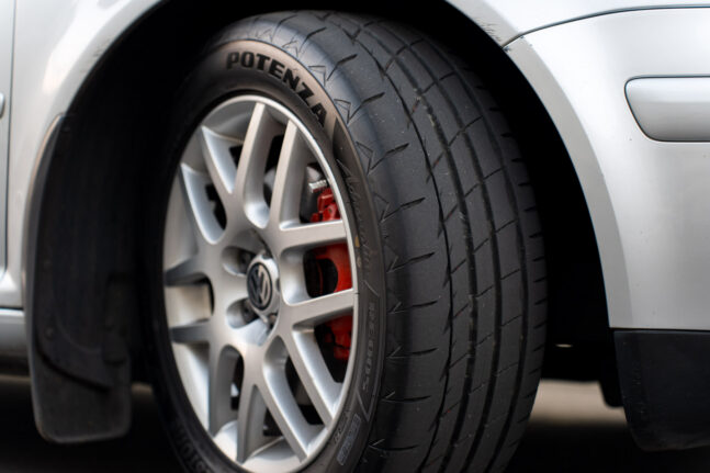 2003 Volkswagen Golf GTI with Bridgestone Potenza Adrenalin RE005 Enliten tyres