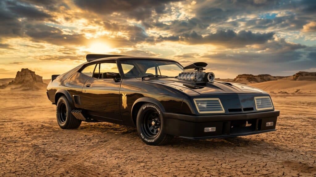 The iconic “Pursuit Special Interceptor” from Mad Max (1979), recreated by Mad Max Factory with screen‑accurate detailing and the raw mechanical presence that made the vehicle a global cinema icon.
