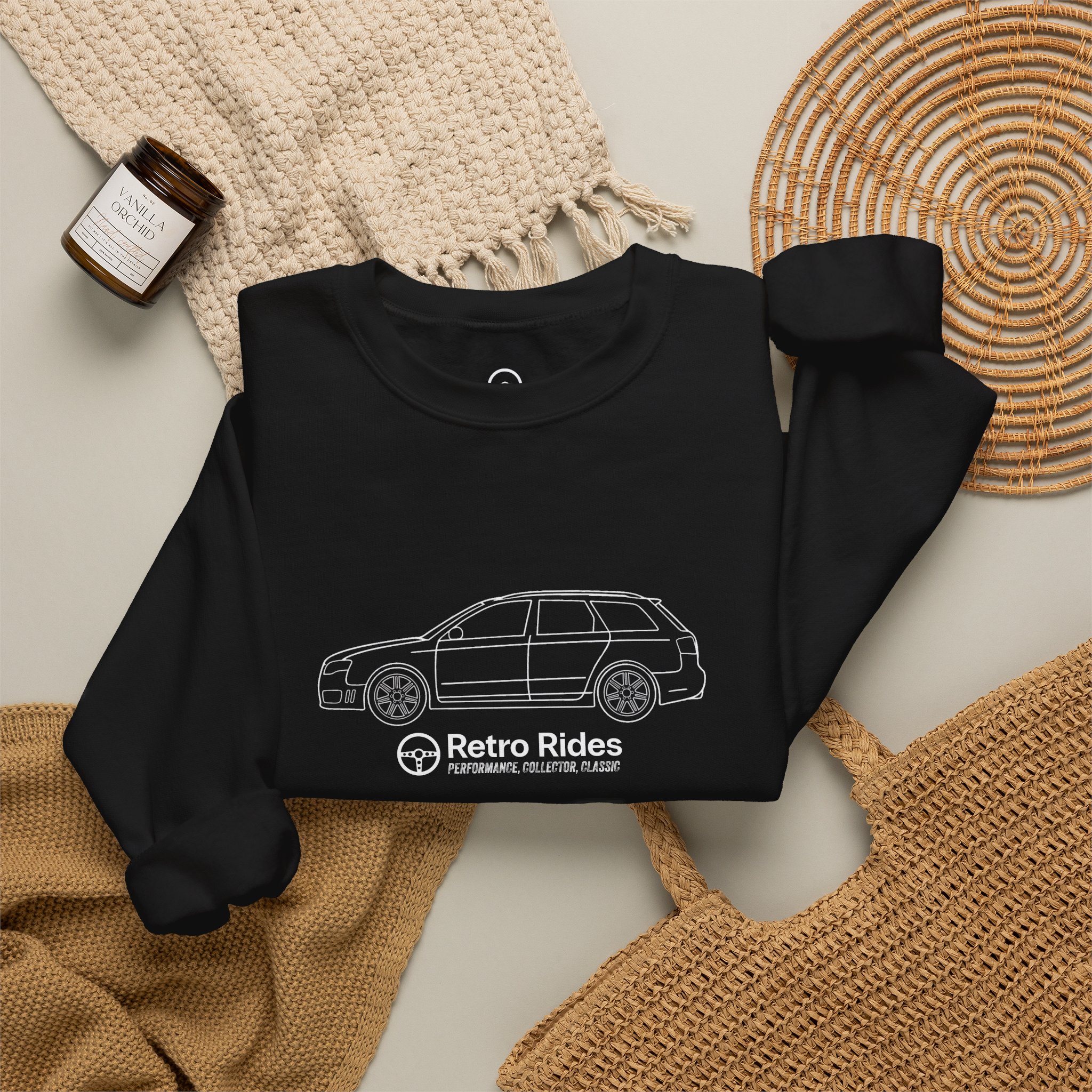 Retro Rides Crewneck Sweatshirt Audi RS4 Outline - Image 8