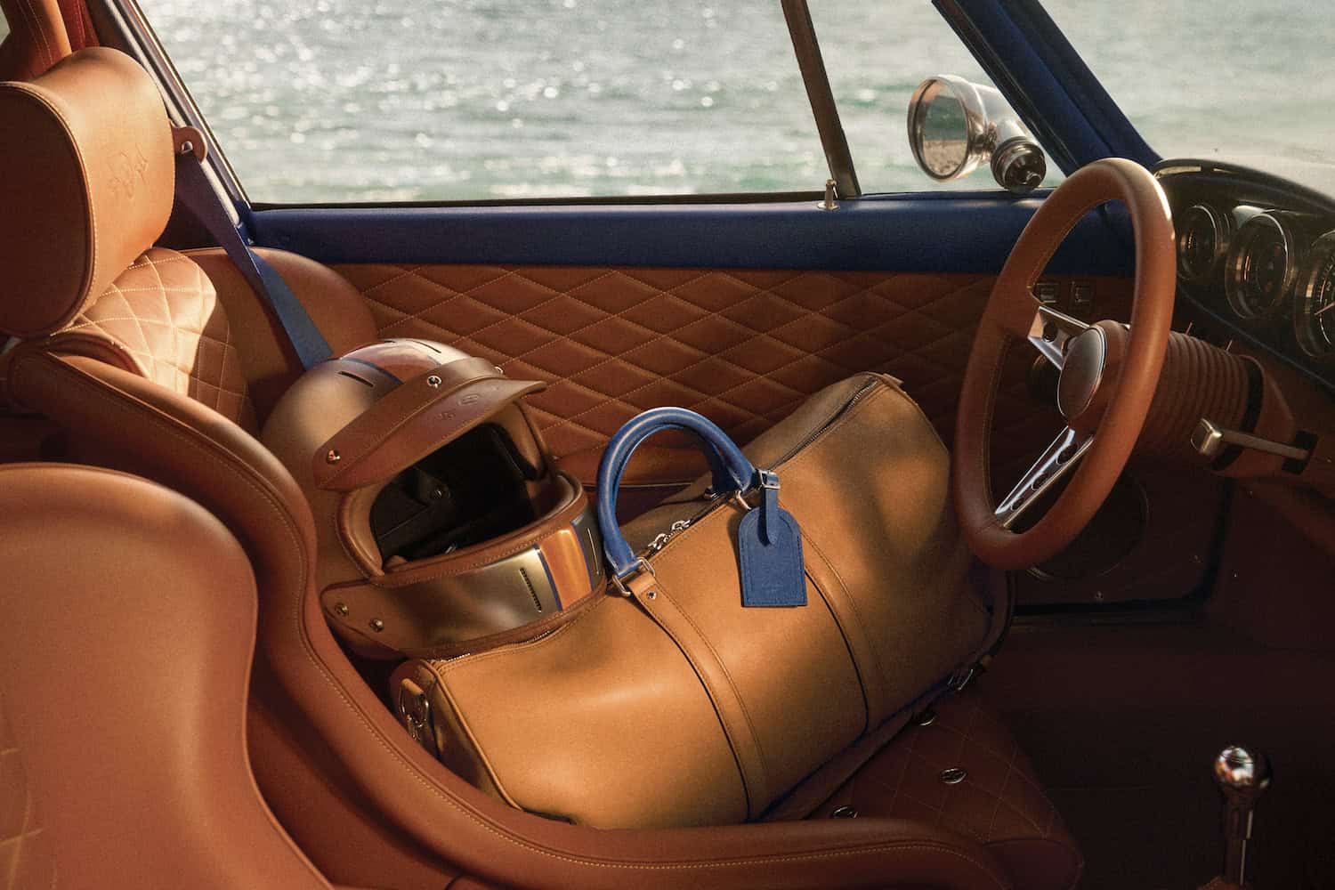 Interior detail showing helmet and luggage accessories