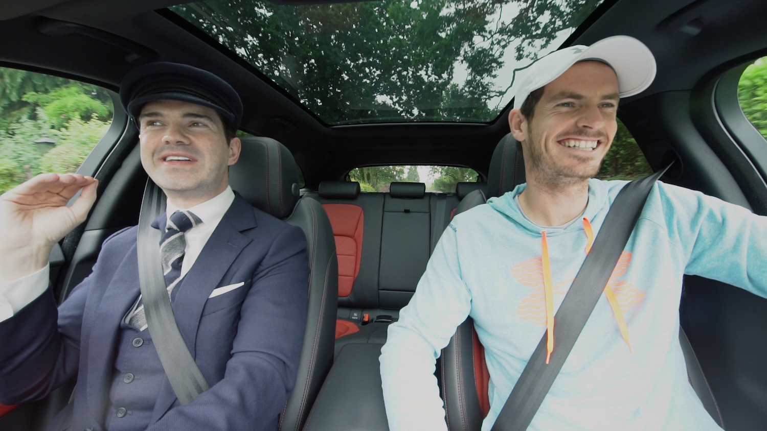 Jimmy Carr and Andy Murray in the All-New Jaguar F-PACE