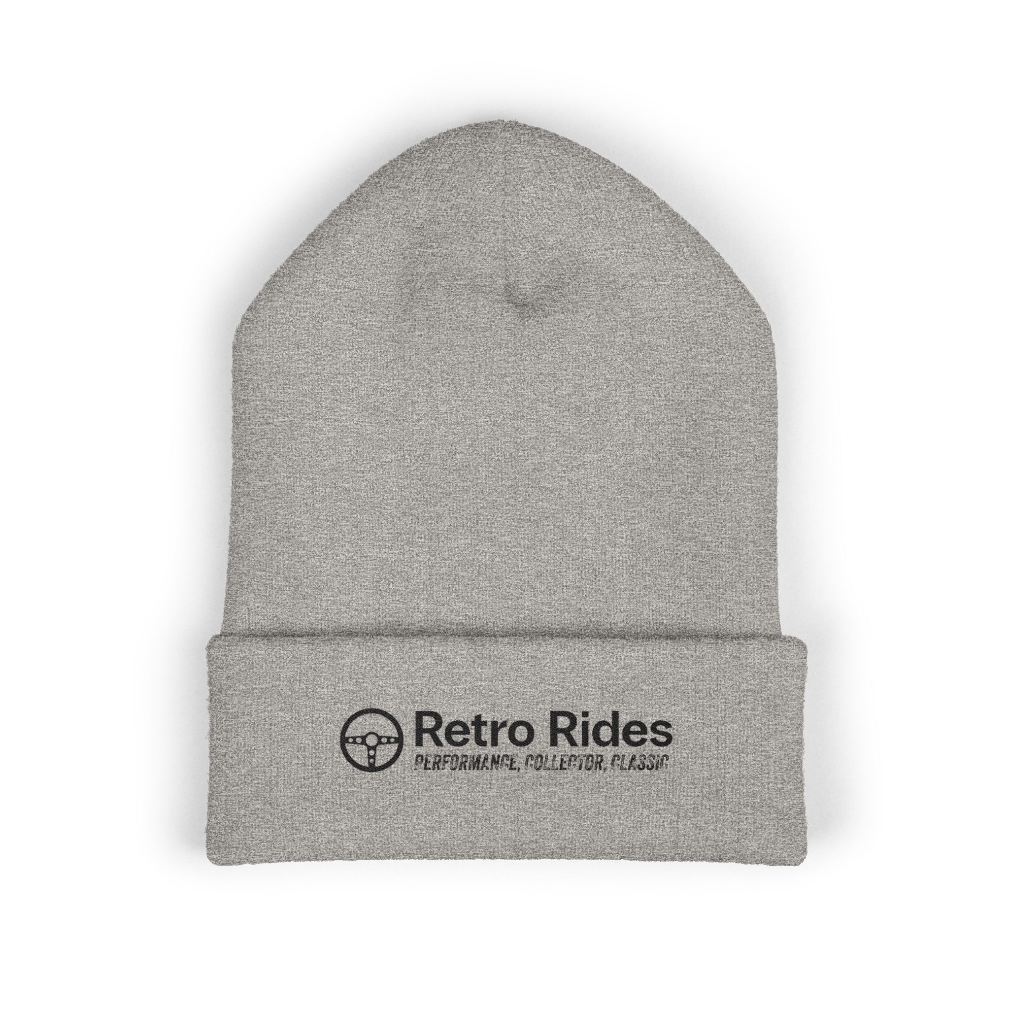 Retro Rides Embroidered Cuffed Beanie — Vintage Car Logo Knit Hat - Image 9