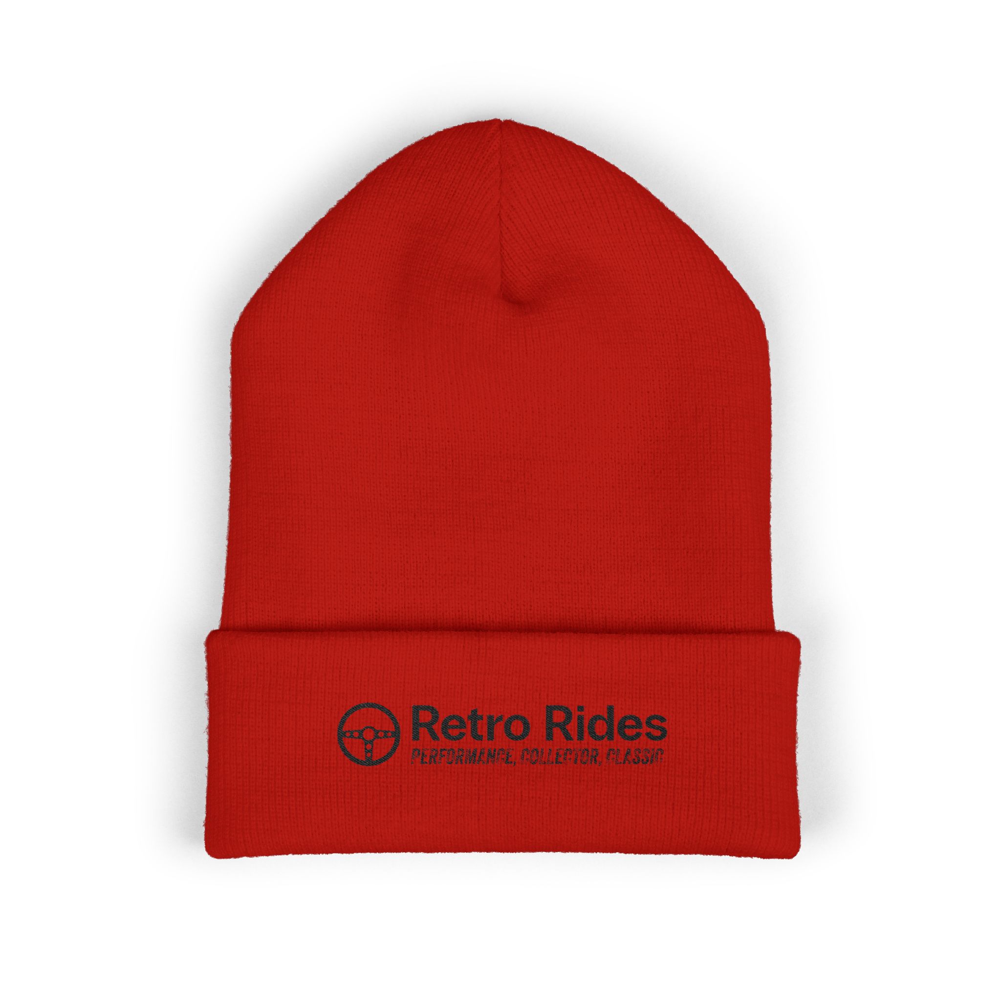 Retro Rides Embroidered Cuffed Beanie — Vintage Car Logo Knit Hat - Image 13