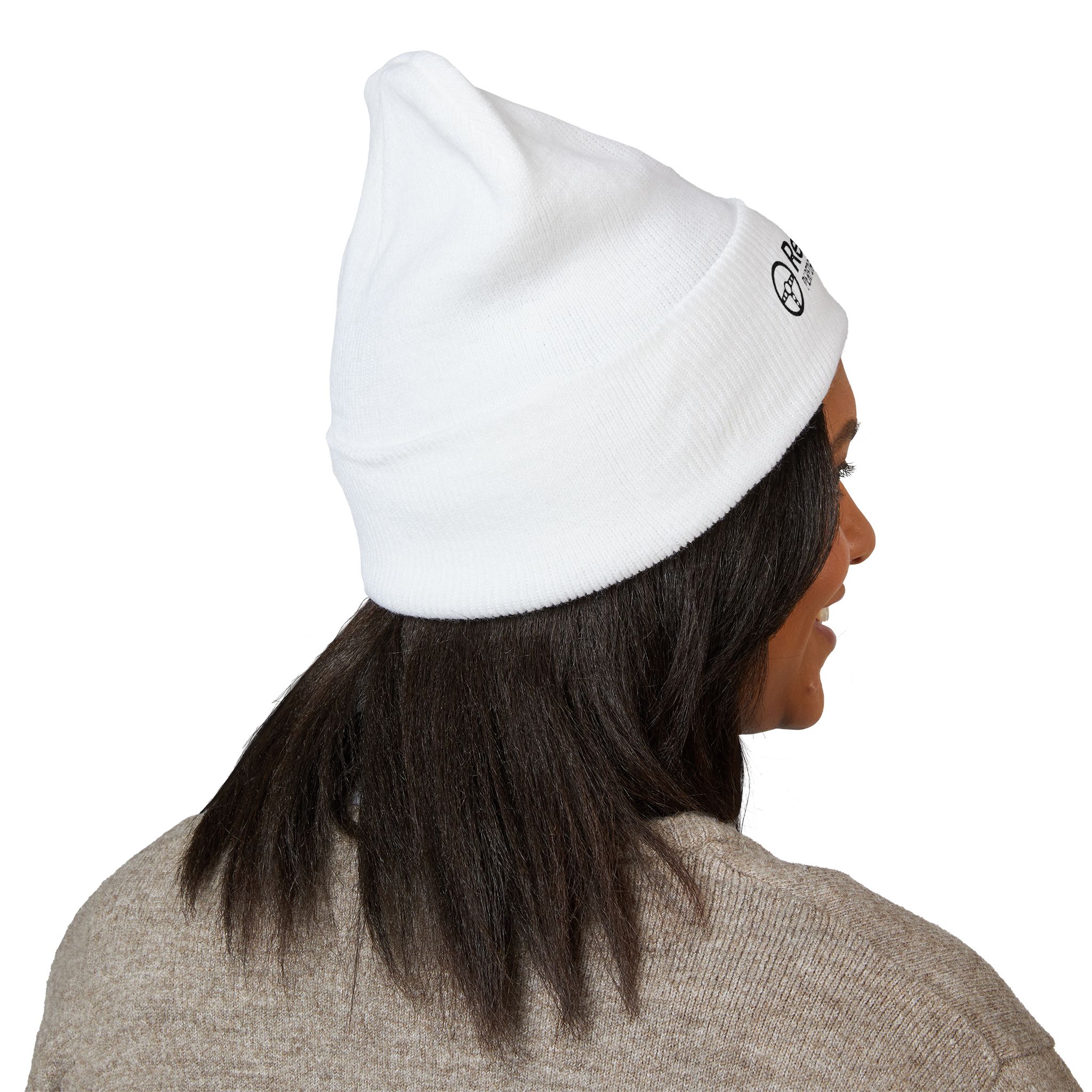 Retro Rides Embroidered Cuffed Beanie — Vintage Car Logo Knit Hat - Image 4