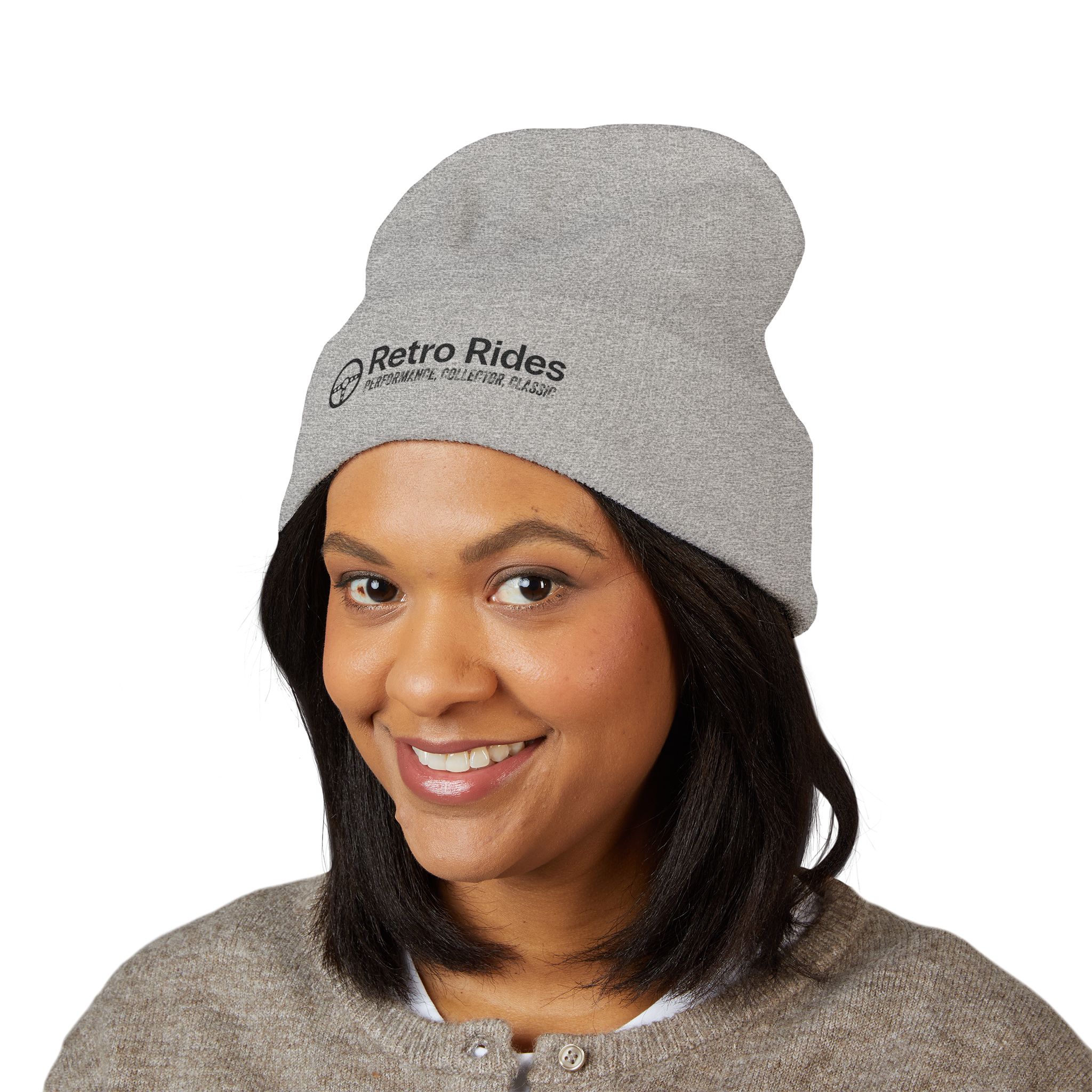 Retro Rides Embroidered Cuffed Beanie — Vintage Car Logo Knit Hat - Image 11