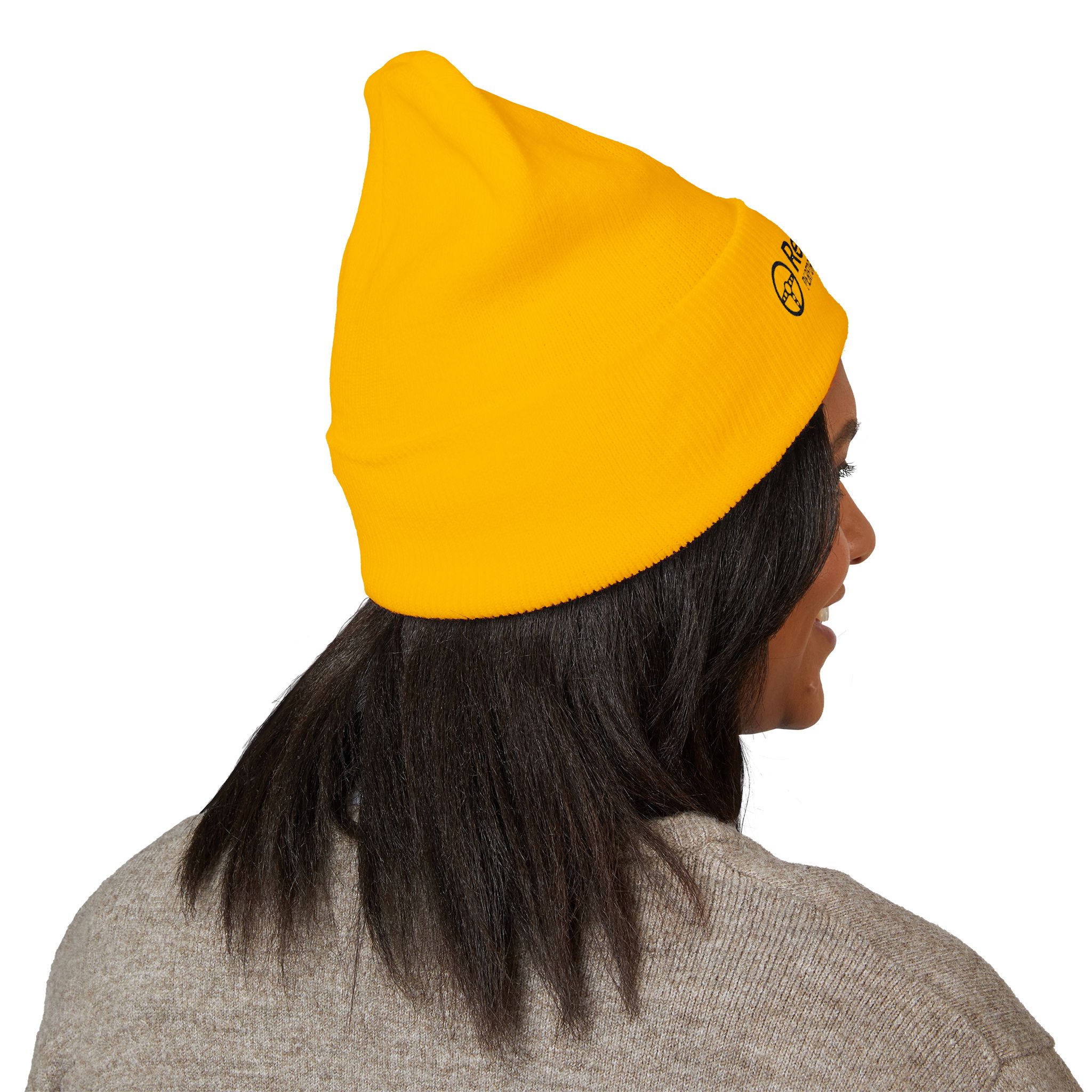 Retro Rides Embroidered Cuffed Beanie — Vintage Car Logo Knit Hat - Image 8