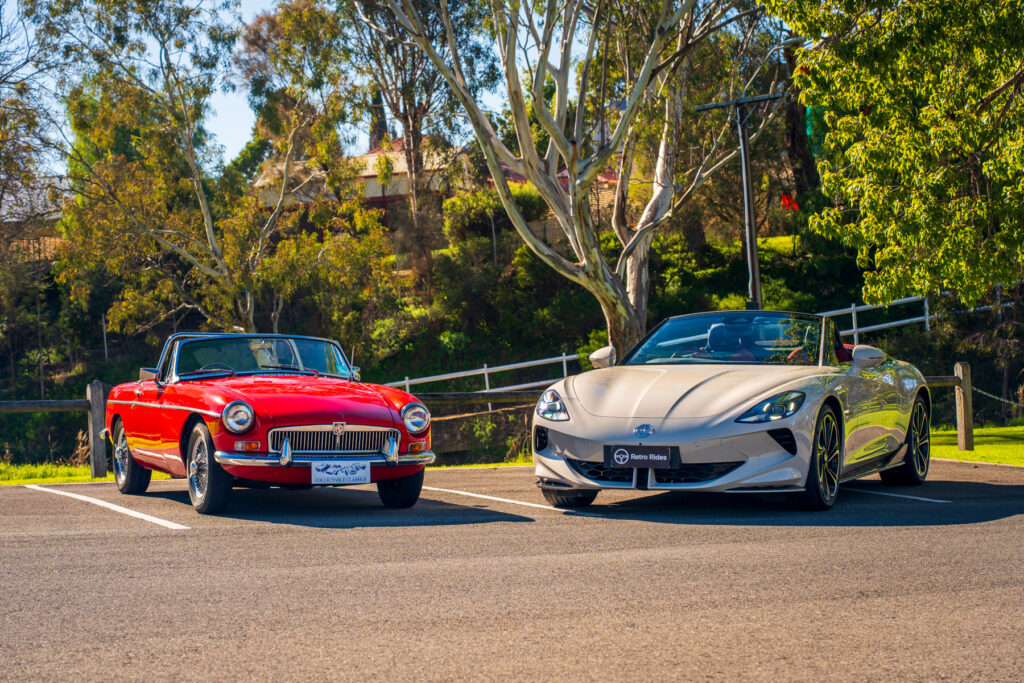 1968 MGB and 2025 MG Cyberster 100th Anniversary Edition