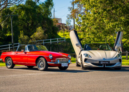 1968 MGB and 2025 MG Cyberster 100th Anniversary Edition