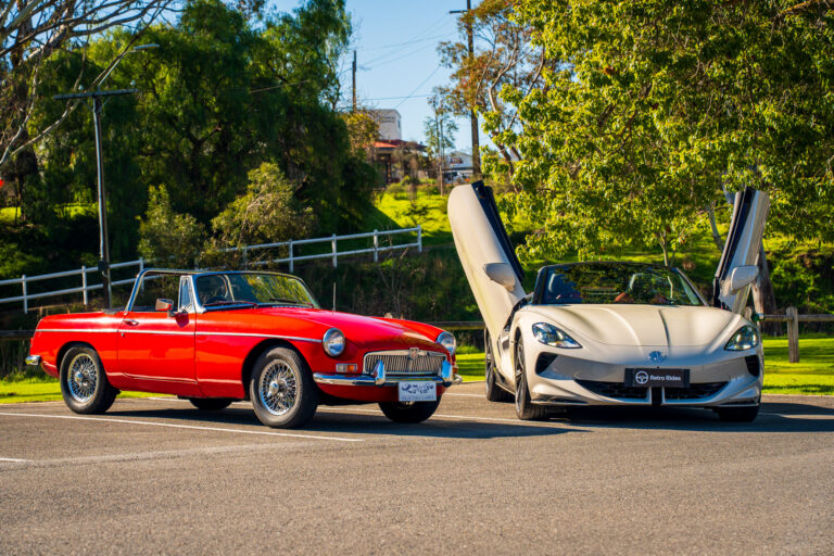 1968 MGB and 2025 MG Cyberster 100th Anniversary Edition