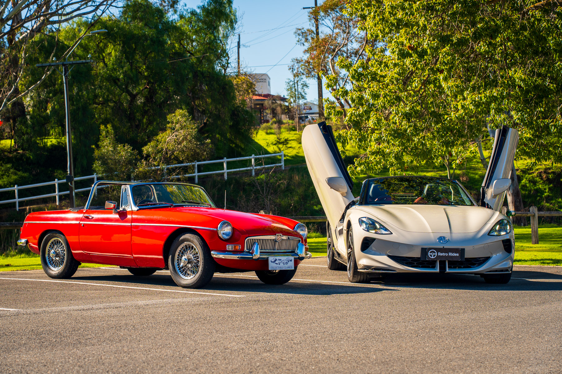 1968 MGB and 2025 MG Cyberster 100th Anniversary Edition