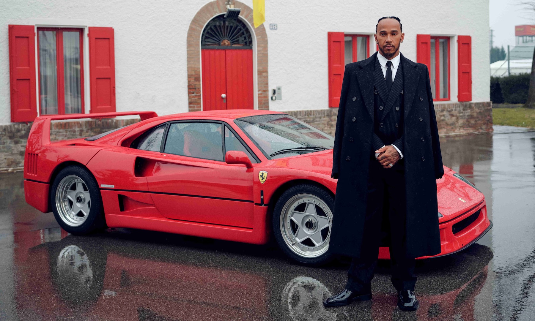 Lewis Hamilton with a Ferrari F40