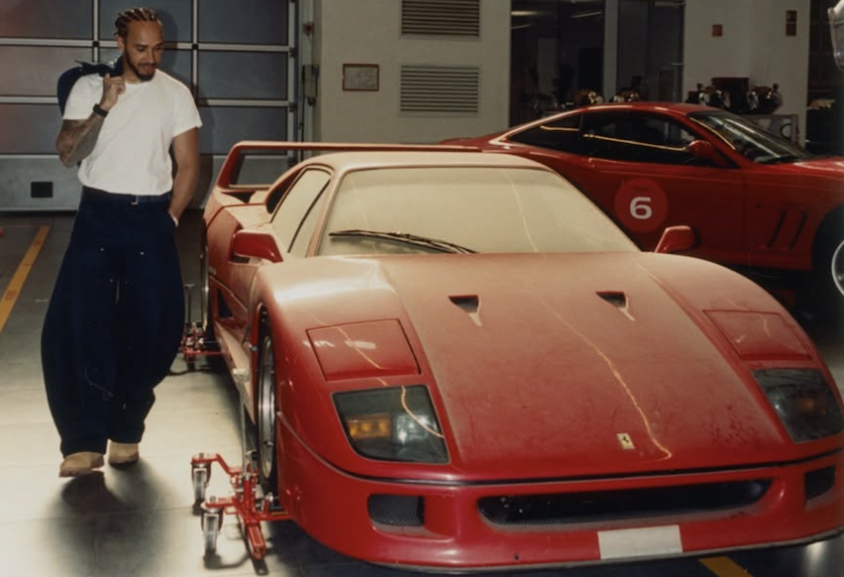 Lewis Hamilton with his Ferrari F40