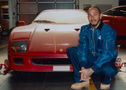 Lewis Hamilton with his Ferrari F40