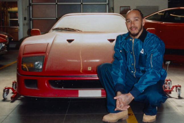 Lewis Hamilton with his Ferrari F40
