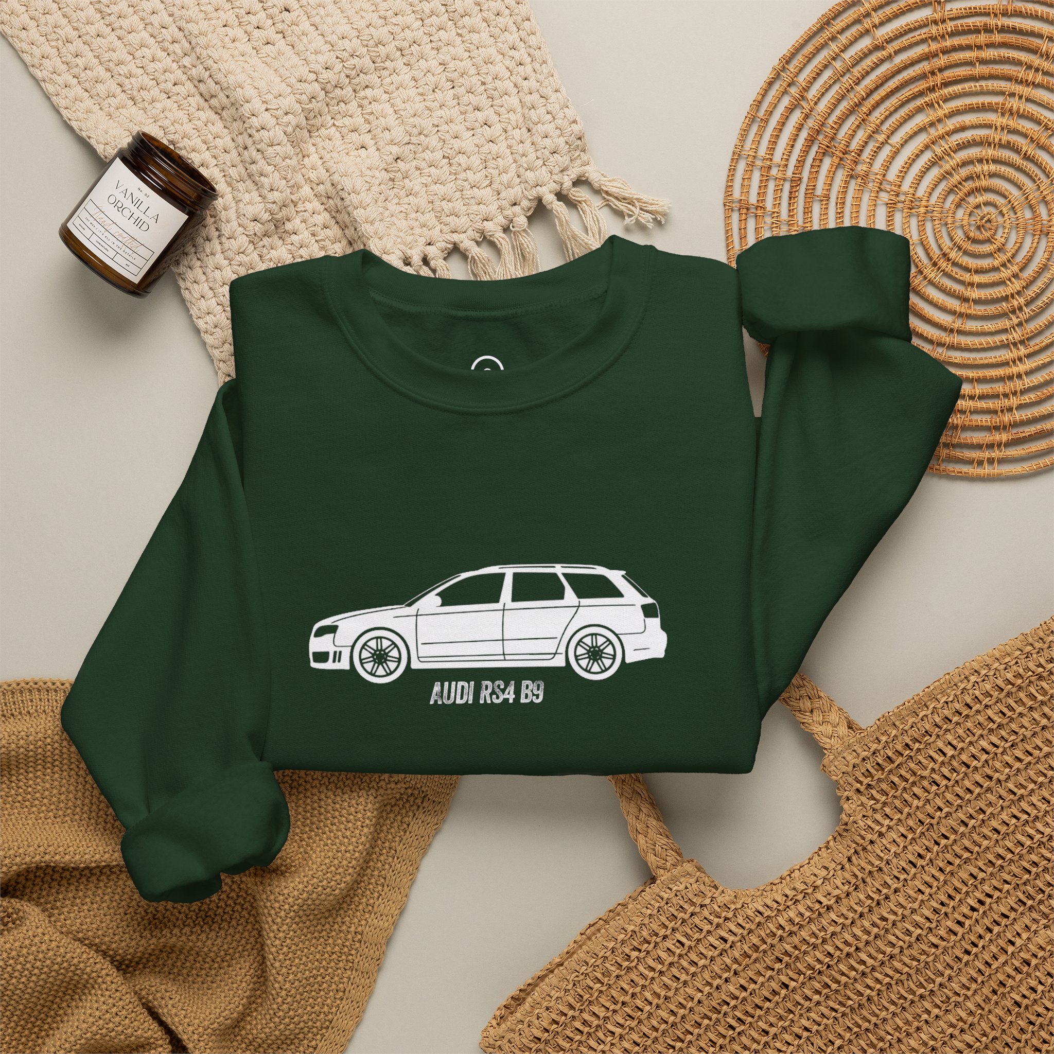 Retro Rides Crewneck Sweatshirt Audi RS4 Outline - Image 44