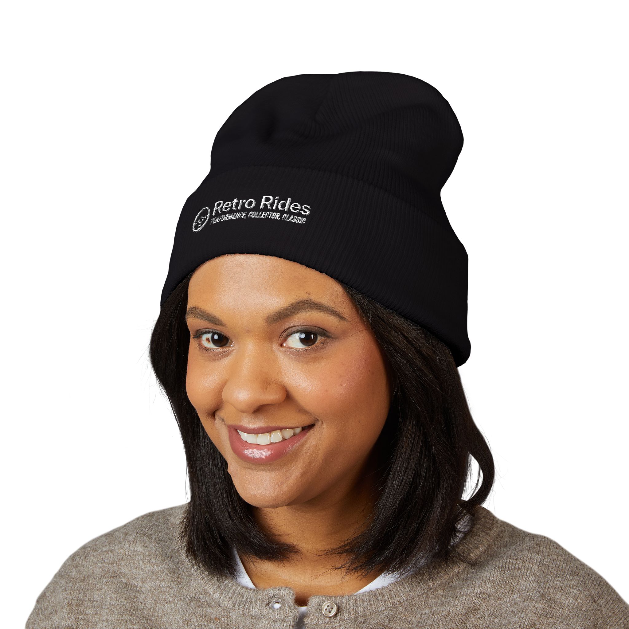 Retro Rides Embroidered Cuffed Beanie — Vintage Auto Logo Winter Hat - Image 11