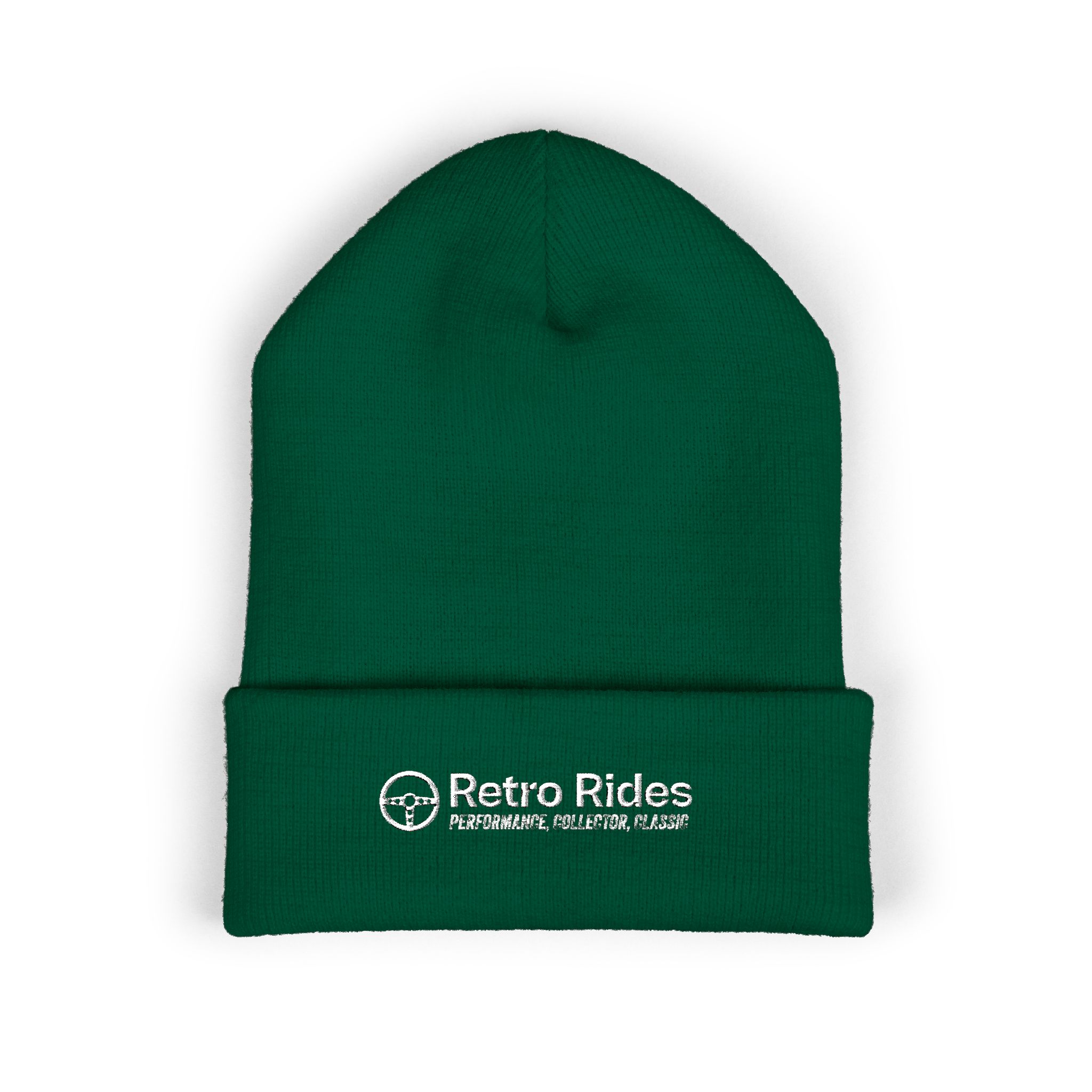 Retro Rides Embroidered Cuffed Beanie — Vintage Auto Logo Winter Hat - Image 5