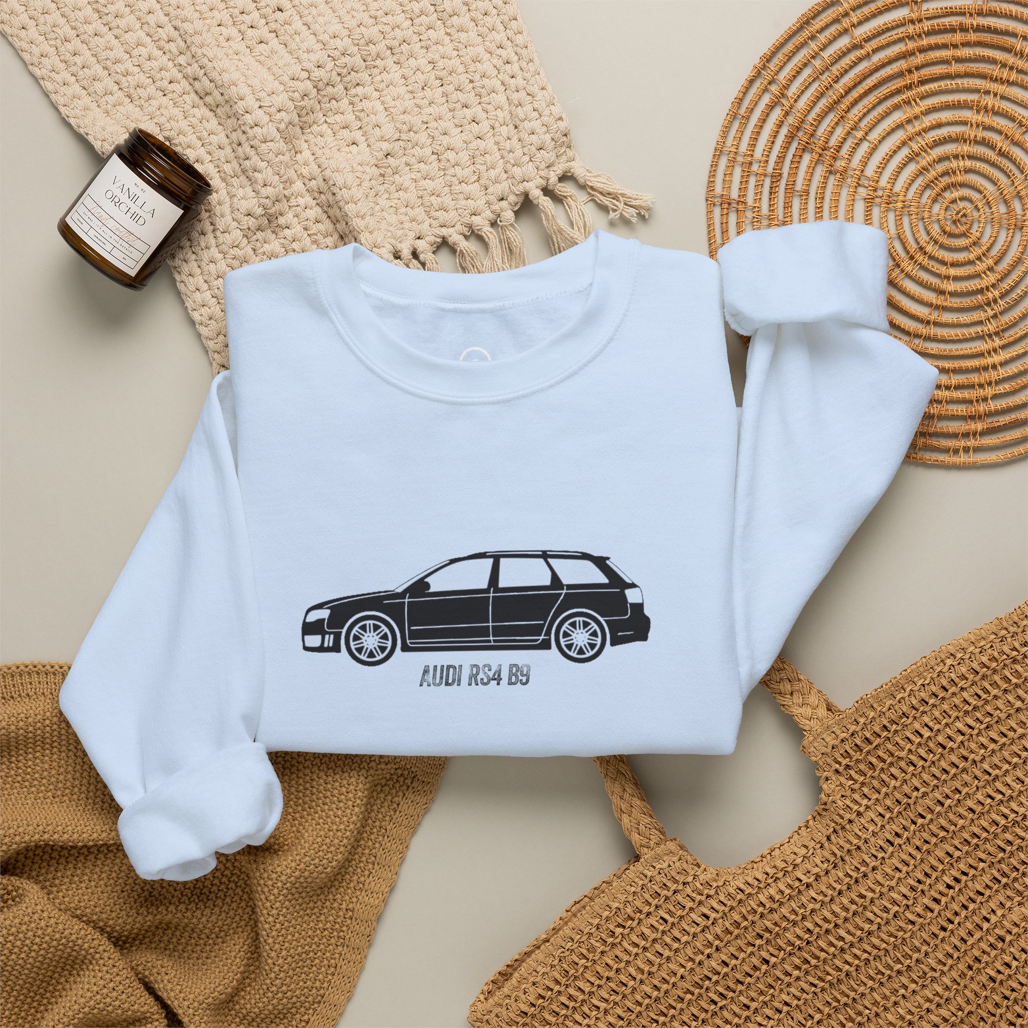 Retro Rides Crewneck Sweatshirt Audi RS4 Outline - Image 52